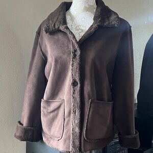 Women's Brown Faux Fur Reversible Lined Jacket